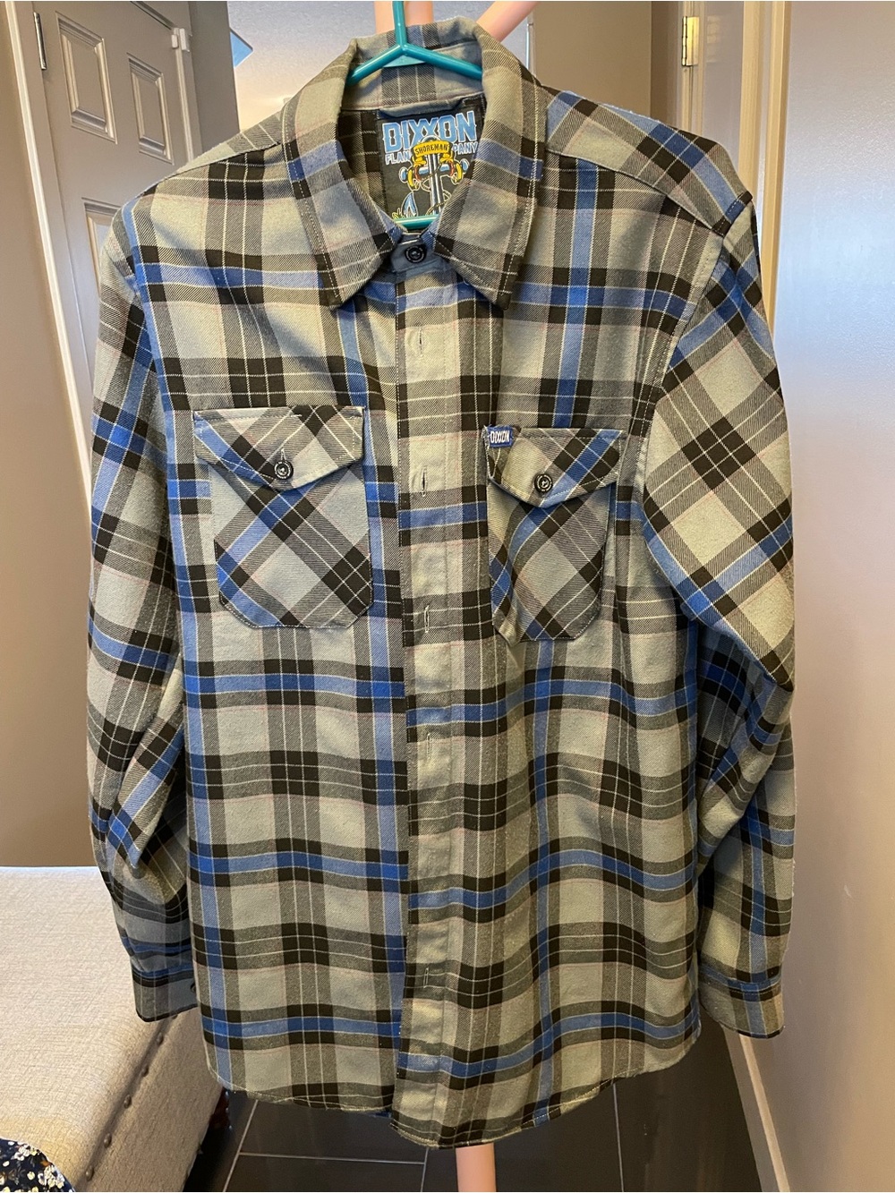 DIXXON Gray, Black & Blue Plaid Button-Down Work Shirt